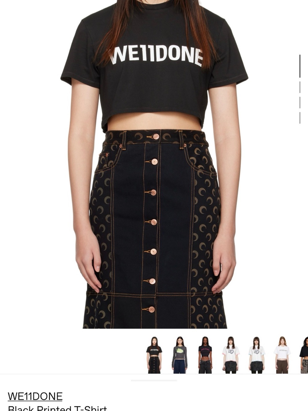 WE11DONE Black Printed T-Shirt. Size S